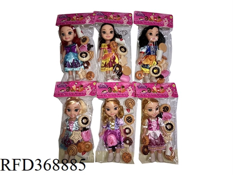 10 INCH SIX PRINCESS EMPTY BODY. DONUT SET 6 ASSORTED