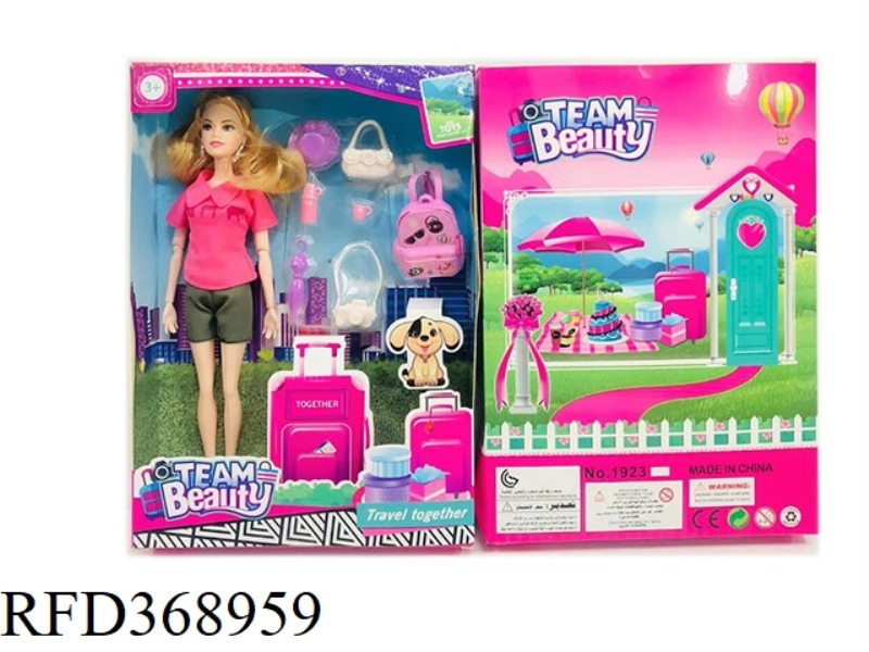 THEME 11.5-INCH SOLID BODY 9-JOINT BARBIE TRAVEL THEME SCHOOL BAG WITH BLISTER ACCESSORIES