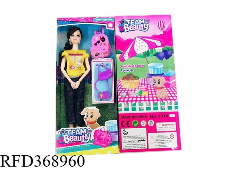 THEME 11.5-INCH SOLID BODY 9-JOINT BARBIE TRAVEL THEME WITH SCHOOL BAG, CAMERA BAG AND ACCESSORIES