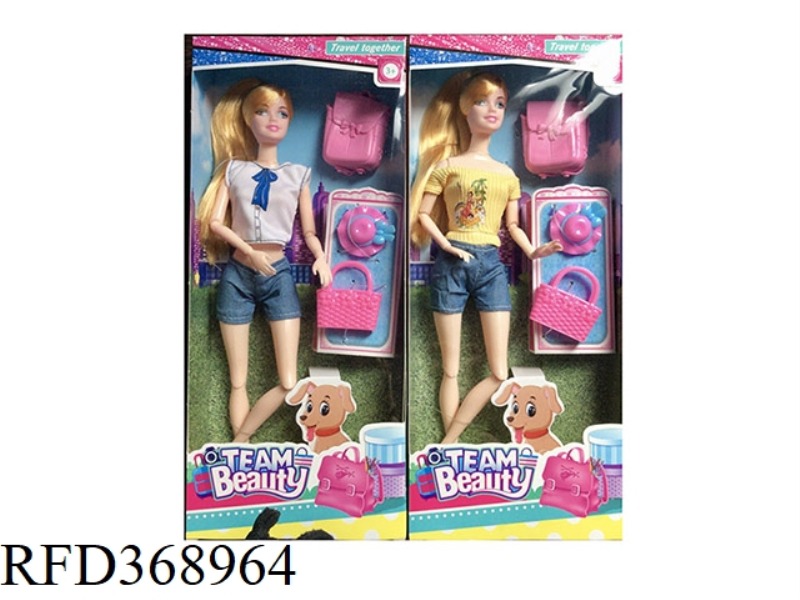 THEME 11.5-INCH SOLID BODY BARBIE 11 JOINTS WITH SCHOOL BAG, HAT AND BAG TWO ASSORTMENTS