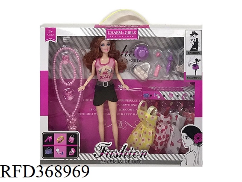 11.5 INCH SOLID BODY BARBIE 9-JOINT FASHION CAT NECKLACE WITH A SET OF BLISTER ACCESSORIES SUSPENDER