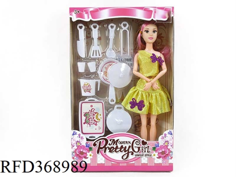 11.5 INCH SOLID BODY BARBIE 9 JOINTS WITH KITCHEN UTENSILS BLISTER SET