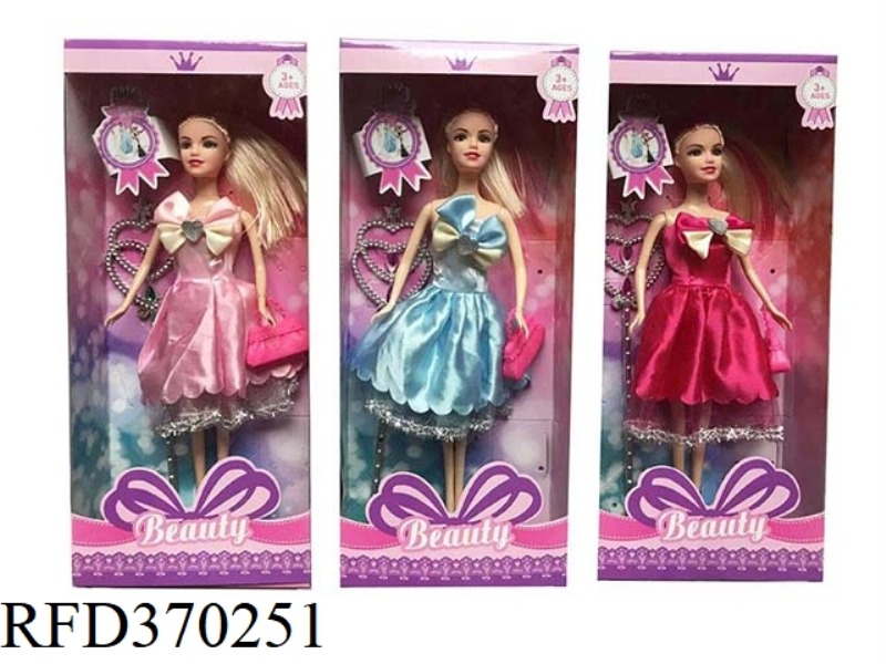 11.5 INCH SOLID BODY LIVING HAND BARBIE BOWKNOT FASHION SKIRT 3 STYLES ASSORTED WITH MAGIC WAND