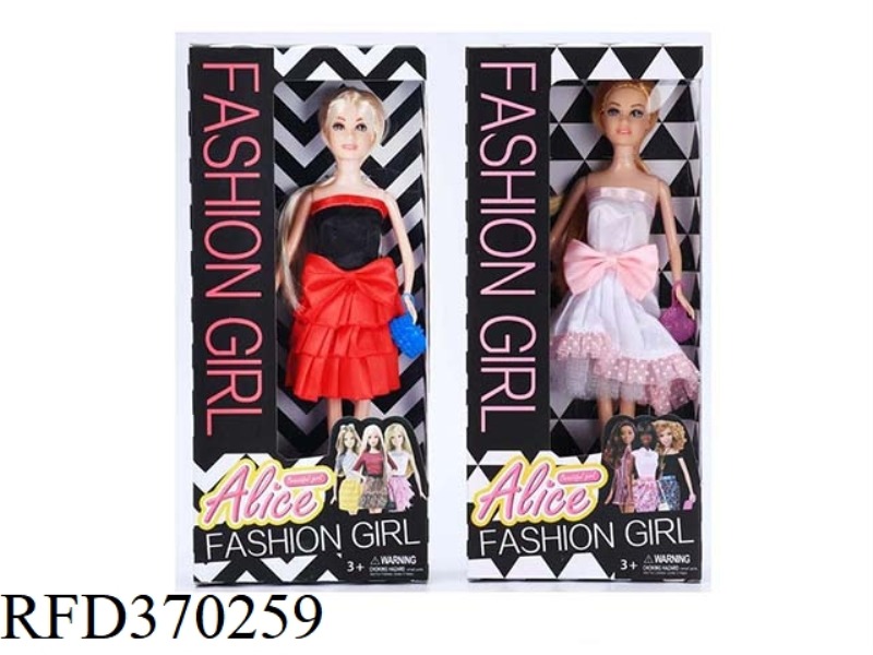 11.5 INCH SOLID BODY HAND BARBIE BOW SKIRT 2 ASSORTED WITH SMALL BAG