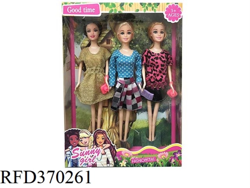 11.5 INCH SOLID BODY LIVING HAND FASHIONABLE SKIRT BARBIE 3 PEOPLE
