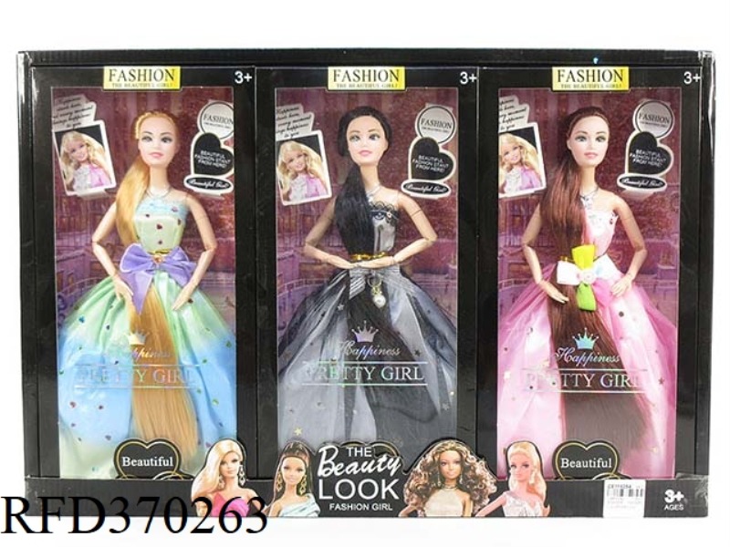 11.5 INCH JOINT HIGH-END REAL BODY LONG HAIR WEDDING DRESS BARBIE DISPLAY BOX 3 ASSORTED