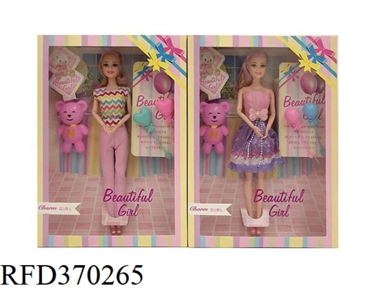 11.5-INCH 9-JOINT SOLID BODY FASHION BARBIE WITH BEAR AND BALLOON ACCESSORIES
