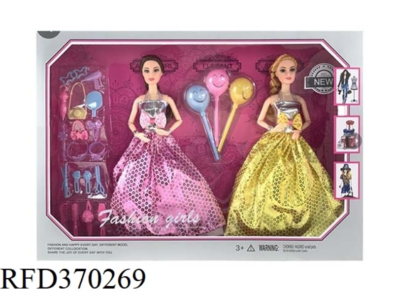 11 JOINTS 11.5-INCH SOLID BODY LONG HAIR WEDDING DRESS FASHION BARBIE WITH BALLOONS, BLISTER DRESSIN