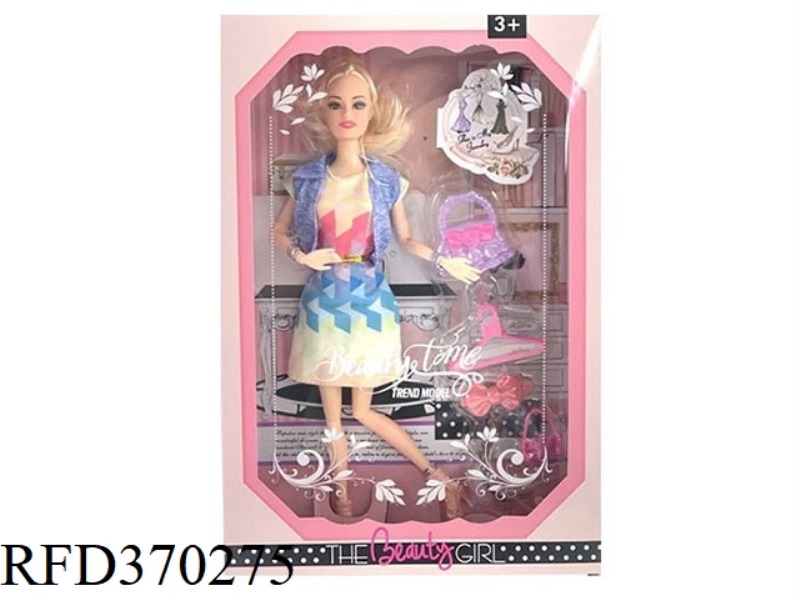 11.5-INCH 11-JOINT SOLID BODY BARBIE WITH TOTE BAG, HANGER, BOW ACCESSORIES