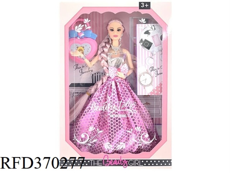 11.5-INCH 9-JOINT REAL WEDDING DRESS WITH BIG BRAID BARBIE WITH TOTE BAG