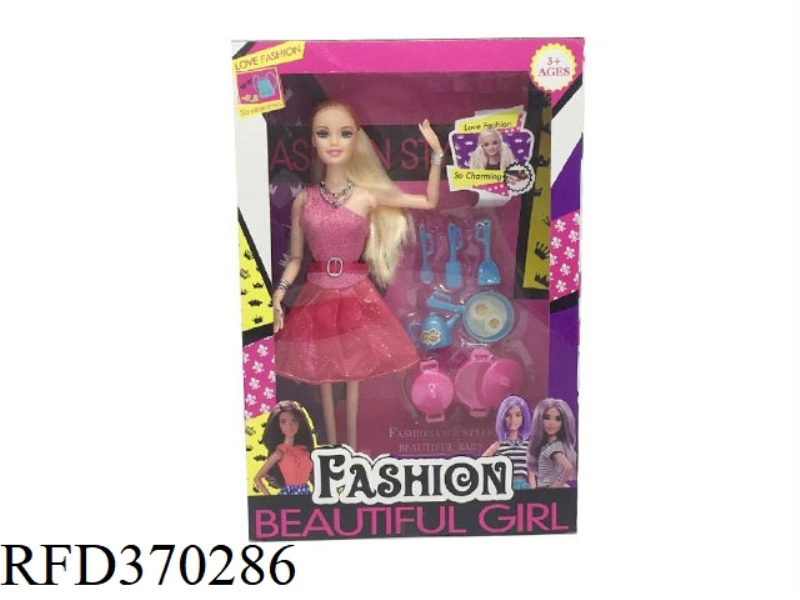 11.5-INCH 9-JOINT SOLID BODY BARBIE WITH COOKING BLISTER ACCESSORIES