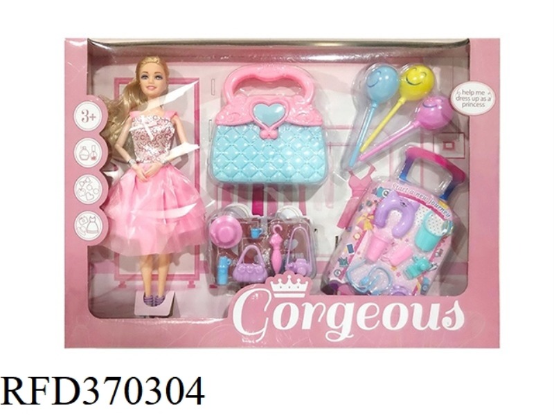 11.5-INCH 9-JOINT SOLID BARBIE BELT CART, BALLOONS, FASHION TRAVEL BAG, HANDBAG