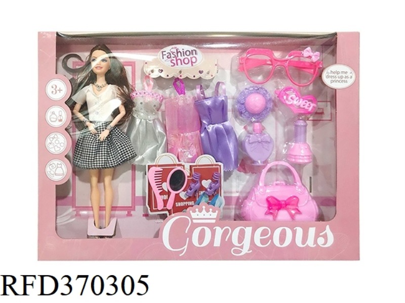 11.5 INCH 9 JOINT SOLID BARBIE BELT THREE SETS OF FASHION, COSMETIC BAG, OUTDOOR SPORTS SUIT