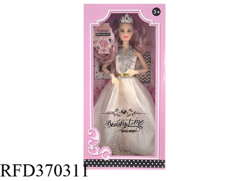 11.5 INCH 11 JOINTS SOLID BODY WEDDING DRESS BARBIE WITH CROWN