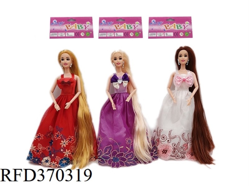 HIGH-END 11.5-INCH SOLID BODY LONG HAIR JOINT PRINCESS DRESS BARBIE THREE RANDOM MIXES