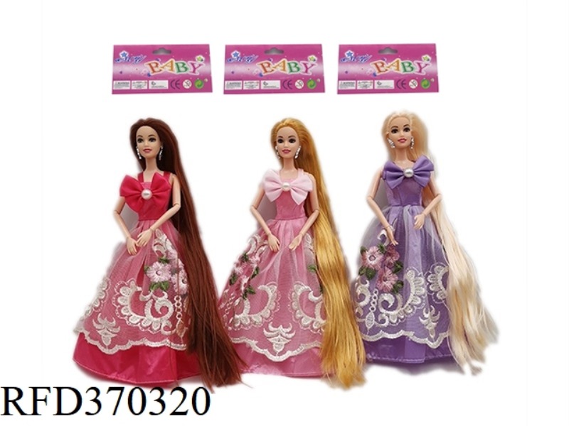 HIGH-END 11.5-INCH SOLID BODY LONG HAIR JOINT PRINCESS DRESS BARBIE THREE RANDOM MIXES