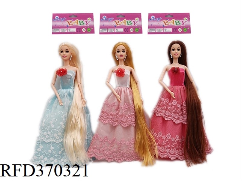 HIGH-END 11.5-INCH SOLID BODY LONG HAIR JOINT PRINCESS DRESS BARBIE THREE RANDOM MIXES