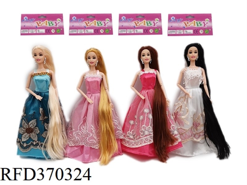 HIGH-END 11.5-INCH SOLID BODY LONG HAIR JOINT PRINCESS DRESS BARBIE FOUR RANDOM MIXES