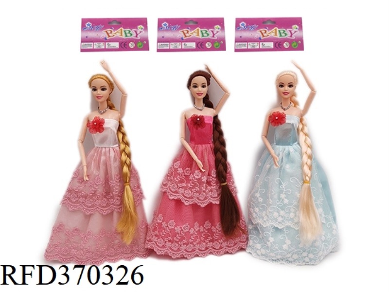 HIGH-END 11.5-INCH SOLID BODY LONG HAIR JOINT PRINCESS DRESS BARBIE THREE RANDOM MIXES