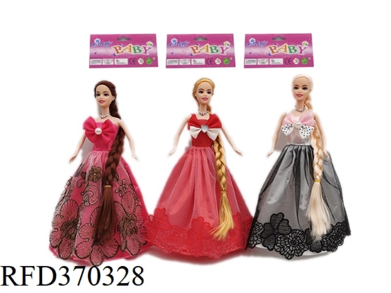 HIGH-END 11.5-INCH SOLID LONG HAIR PRINCESS DRESS BARBIE THREE RANDOM MIXES