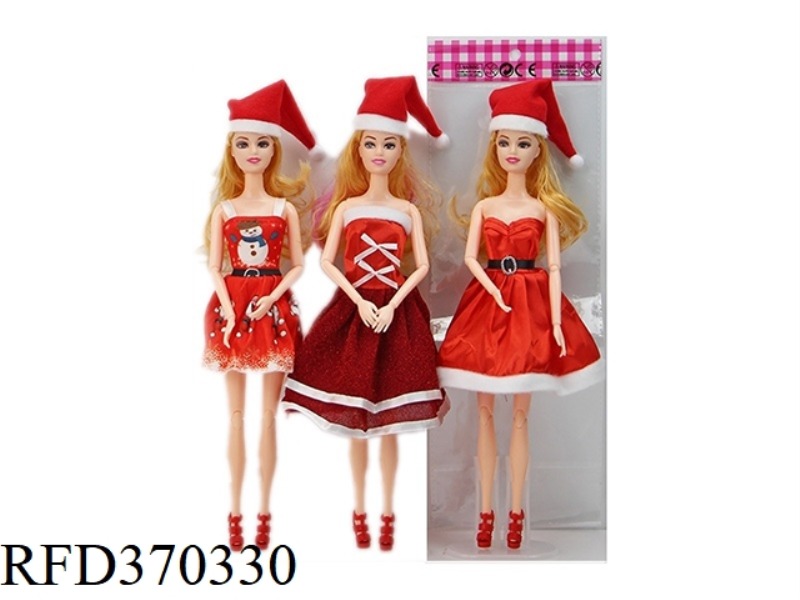 11.5 INCH SOLID BODY FASHION CHRISTMAS BARBIE THREE ASSORTED