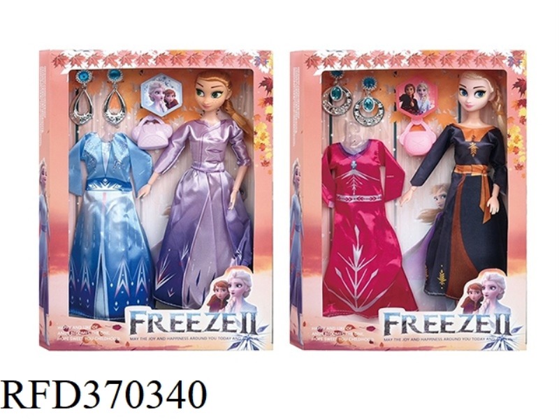11.5-INCH SOLID BODY 9-JOINT FROZEN WITH HANDBAG, CLOTHES, JEWELRY ACCESSORIES, TWO ASSORTMENTS