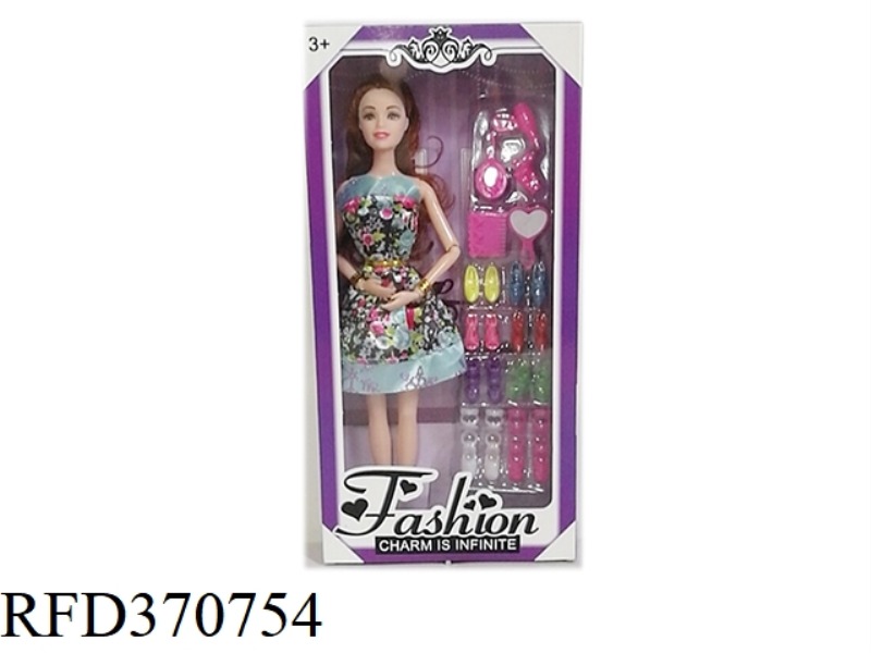 11.5-INCH 9-JOINT FLOWER SKIRT BARBIE WITH SHOE SET BLISTER