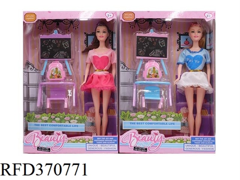 11.5 INCH FASHION BARBIE SHORT SKIRT WITH BLACKBOARD BLISTER HAND