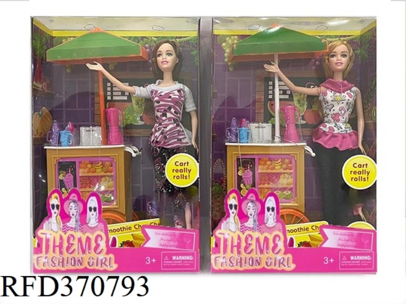 11.5-INCH LIVE HAND FASHION BARBIE WITH FRUIT STAND ACCESSORIES