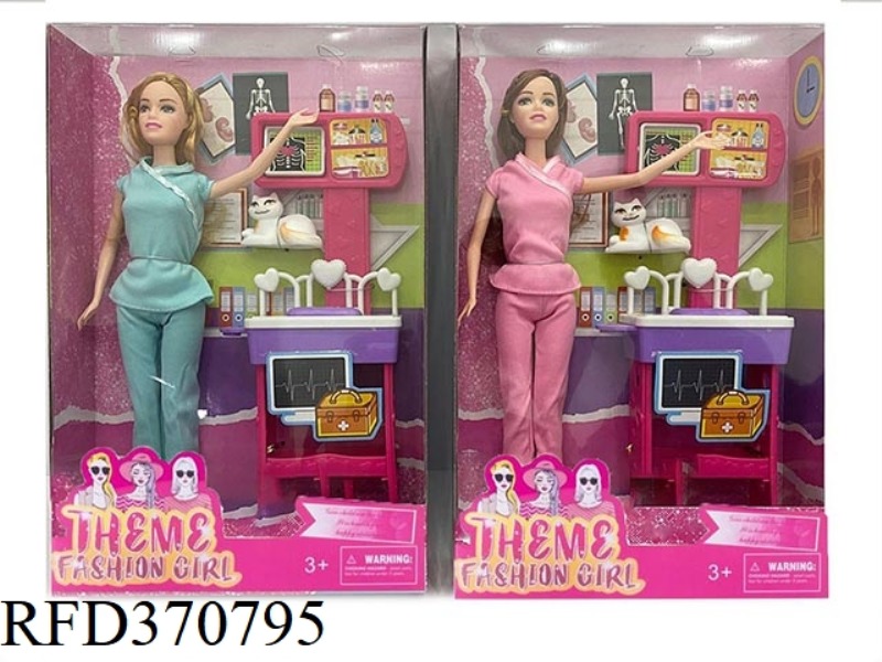 11.5-INCH LIVE HAND PET DOCTOR BARBIE WITH LARGE ACCESSORIES FOR WORKBENCH