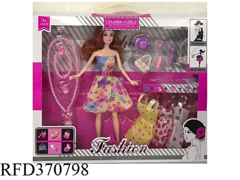 11.5-INCH 9-JOINT FASHION BARBIE WITH HELLO KT LARGE NECKLACE, CAP, CAMERA, BLISTER, HANGING SKIRT