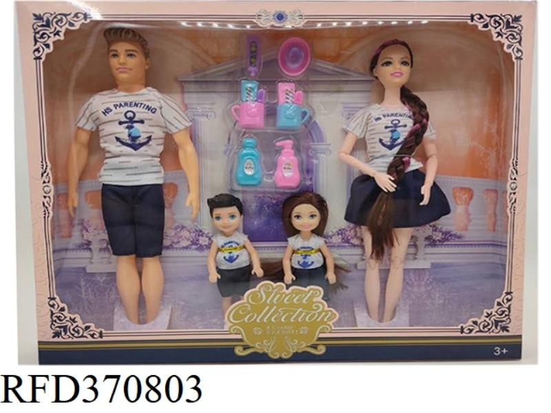 11.5-INCH 9-JOINT FAMILY OF FOUR BARBIE WITH TOOTHPASTE BLISTER LIVE HAND MAN