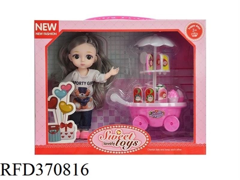 CUTE 6 INCH SOLID BODY 12 JOINT YE LUOLI WITH ICE CREAM CART