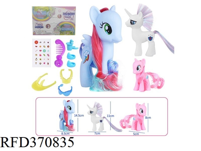 VINYL DA MA BAOLI BAG WITH COMB, GLASSES, NECKLACE, STICKERS AND OTHER ACCESSORIES 3 PACKS