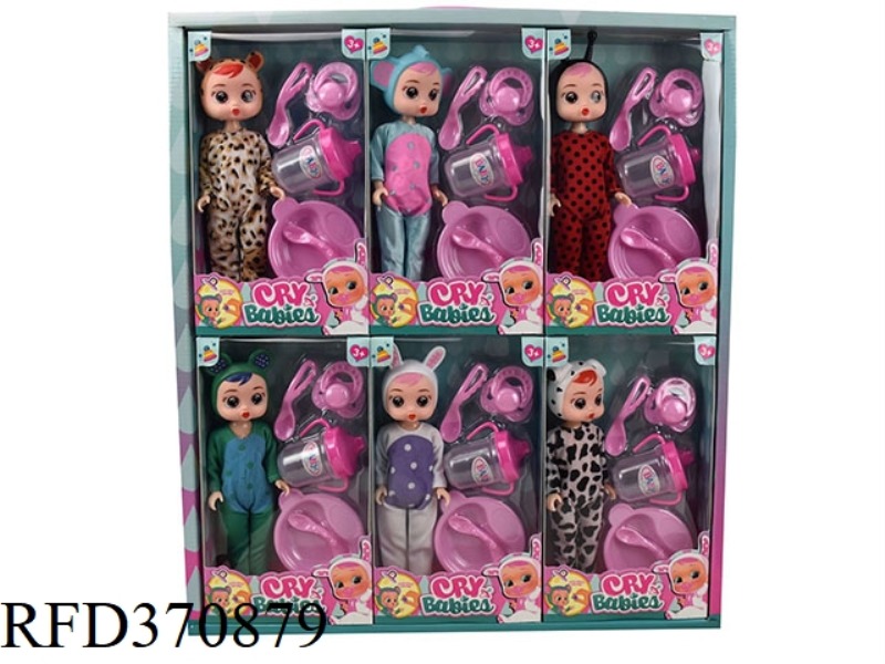 9 INCH SOLID BODY CRYING DOLL WITH ACCESSORIES 6PCS MIXED
