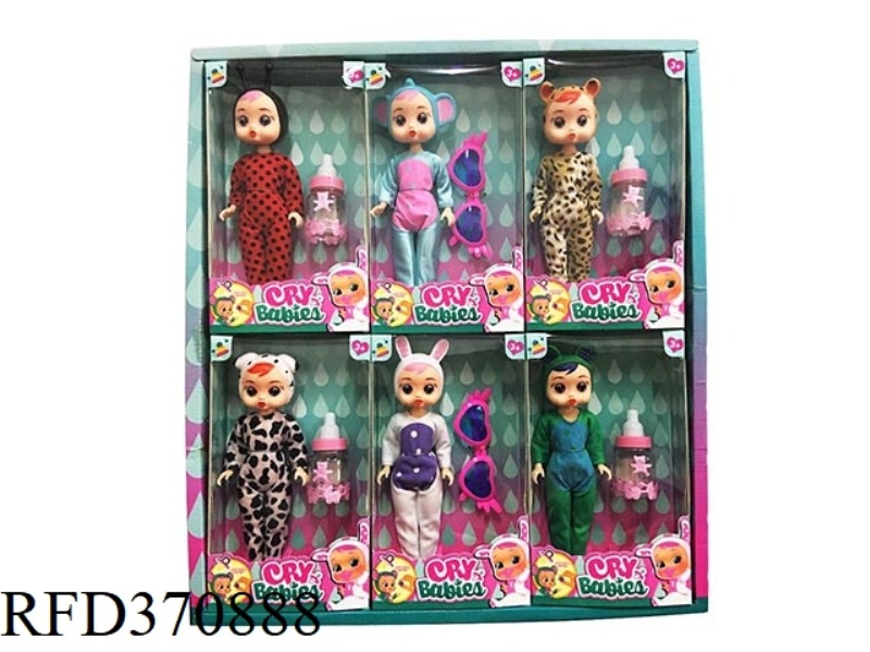 9 INCH SOLID BODY CRYING DOLL WITH ACCESSORIES 6 6PCS MIXED