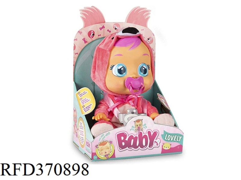 FLAMINGO 14-INCH VINYL CRYING DOLL WITH 4 MUSIC DAD.MOTHER.ANGRY.CRY WITH PACIFIER DOLL WITH TEARING