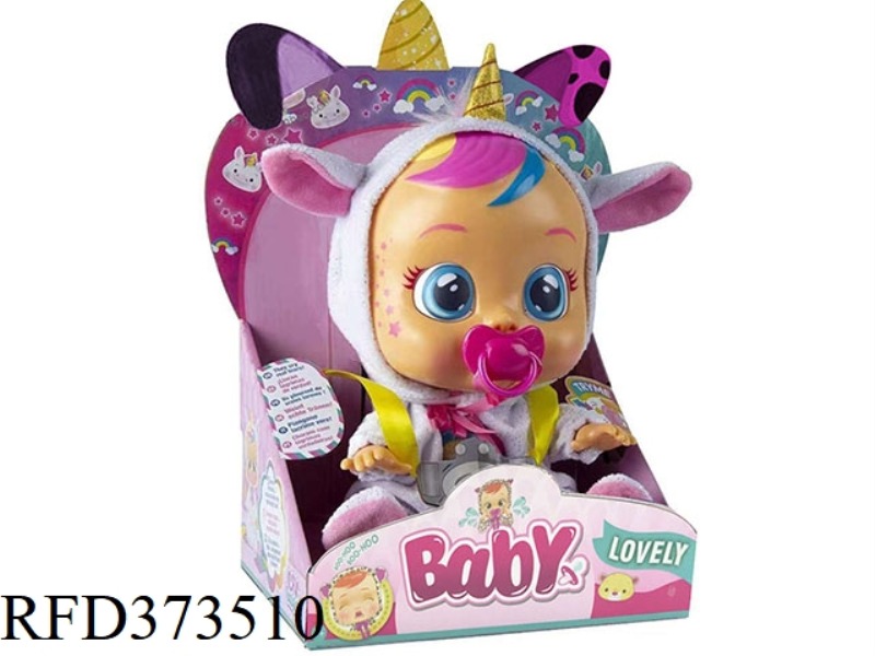 THE 2ND GENERATION UNICORN 14-INCH VINYL CRYING DOLL WITH 4 SOUNDS OF MUSIC WITH PACIFIER DOLL WITH