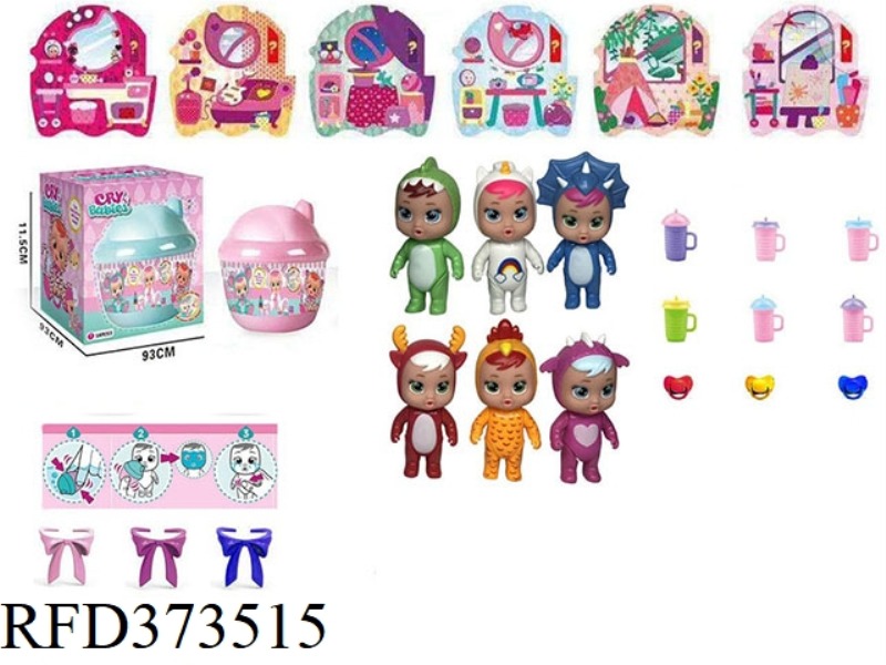 THE 2ND GENERATION 6 UNICORN 5.5-INCH VINYL CRYING DOLL WITH TEAR FUNCTION AND BABY BOTTLE. PACIFIER