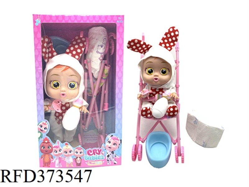 THE 14-INCH VINYL CRYING DOLL CAN DRINK WATER AND REALLY SHED TEARS, WITH FOUR SOUNDS OF MUSIC, RABB