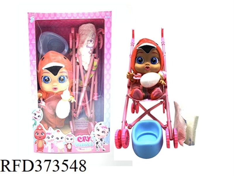 THE 14-INCH VINYL CRYING DOLL CAN DRINK WATER AND SHED TEARS WITH FOUR SOUNDS OF MUSIC. FLAMINGO STY
