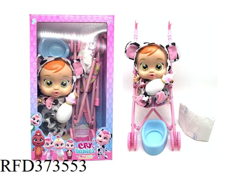 THE 14-INCH VINYL CRYING DOLL CAN DRINK WATER AND REALLY SHED TEARS, WITH FOUR SOUNDS OF MUSIC, COW
