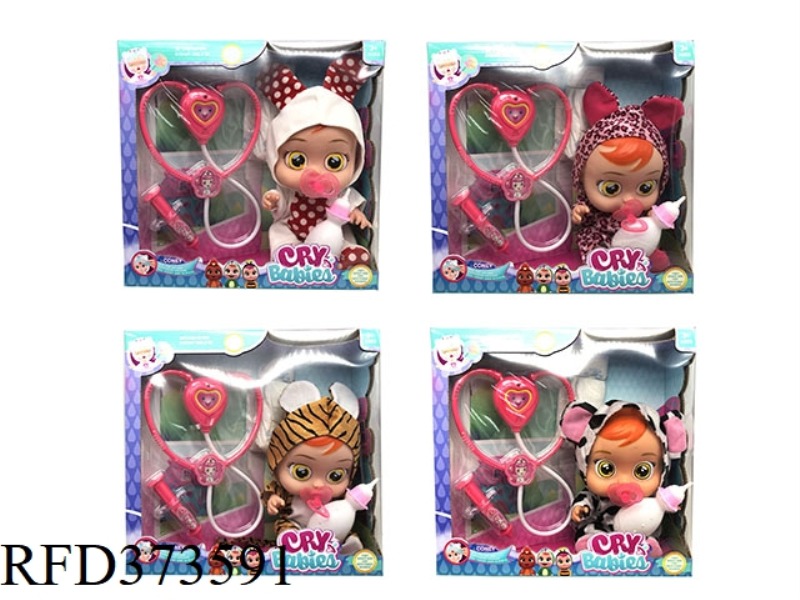 THE 14-INCH VINYL CRYING DOLL CAN DRINK WATER AND REALLY SHED TEARS, WITH FOUR TONES OF MUSIC, WITH