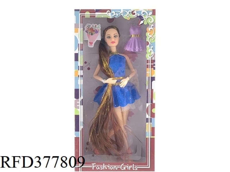 11.5-INCH 11-JOINT SOLID BODY LONG HAIR DRESS BARBIE WITH DRESSING DRESS