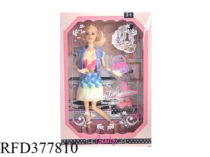 11.5-INCH 11-JOINT SOLID BODY BARBIE WITH TOTE BAG, HANGER, BOW ACCESSORIES