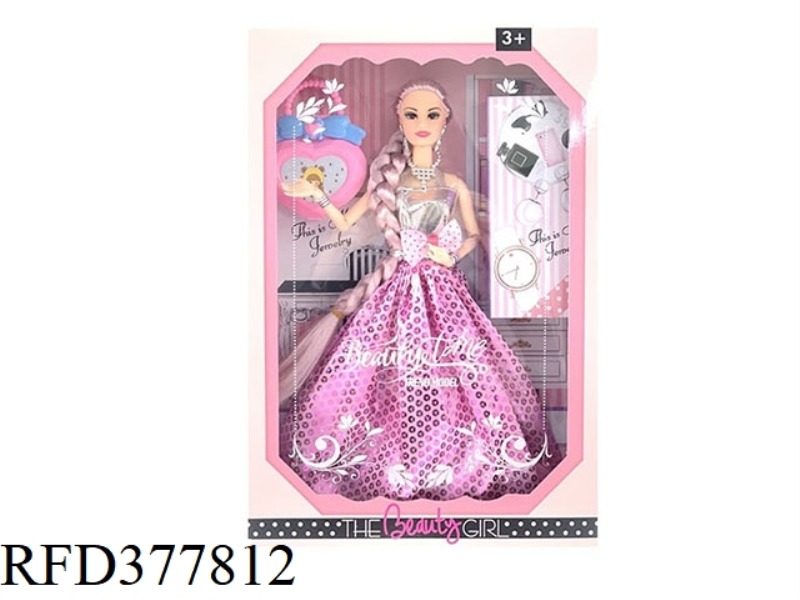 11.5-INCH 9-JOINT REAL WEDDING DRESS WITH BIG BRAID BARBIE WITH TOTE BAG