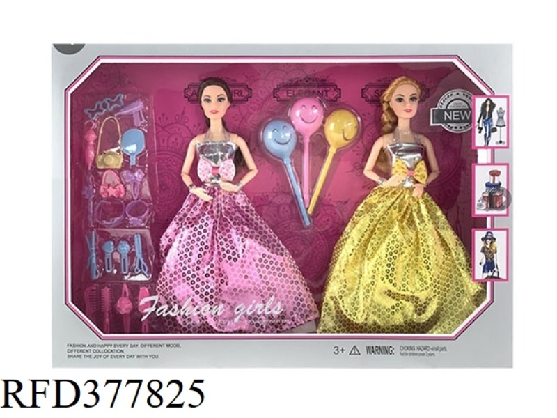 11 JOINTS 11.5-INCH SOLID BODY LONG HAIR WEDDING DRESS FASHION BARBIE WITH BALLOONS, BLISTER DRESSIN
