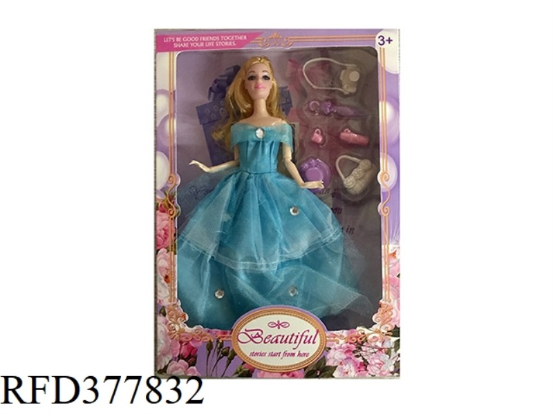 11.5 INCH SOLID BODY BARBIE 9 JOINT WEDDING DRESS WITH BLISTER ACCESSORIES