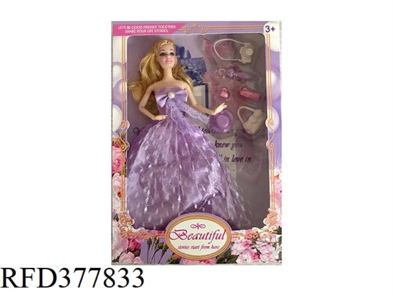 11.5 INCH SOLID BODY BARBIE 9 JOINT WEDDING DRESS WITH BLISTER ACCESSORIES