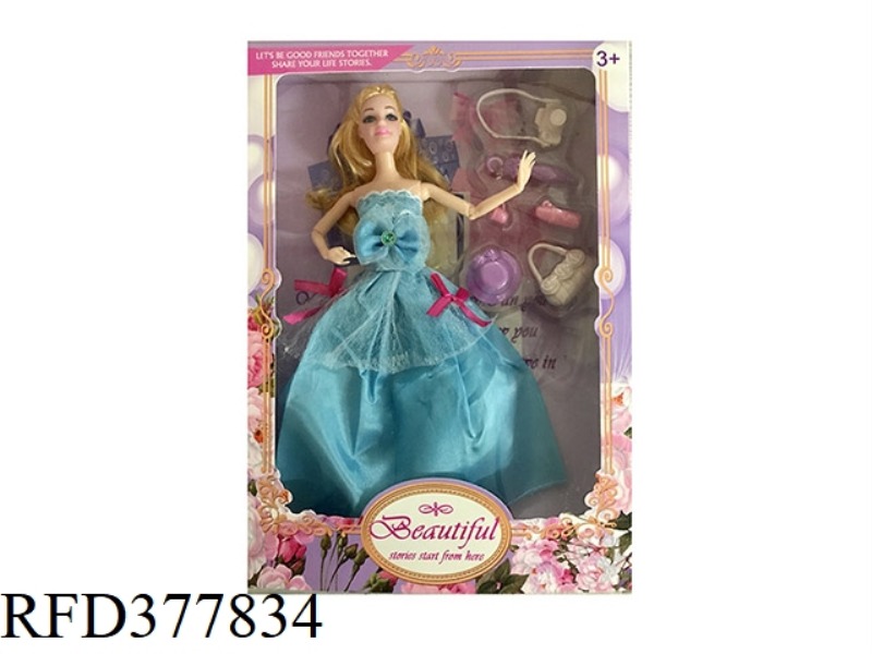 11.5 INCH SOLID BODY BARBIE 9 JOINT WEDDING DRESS WITH BLISTER ACCESSORIES